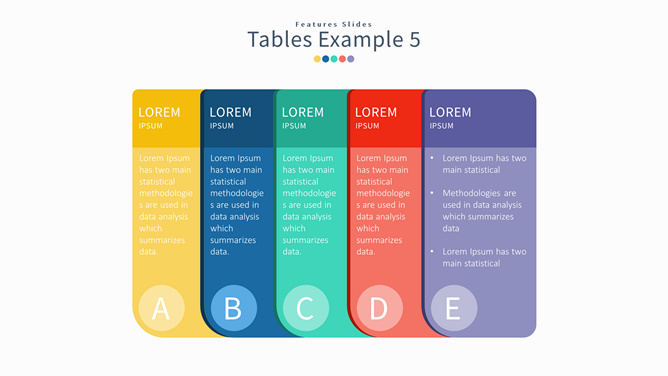 五项列表并列PPT素材