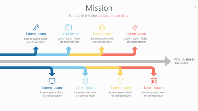 方向箭头项目并列PPT素材