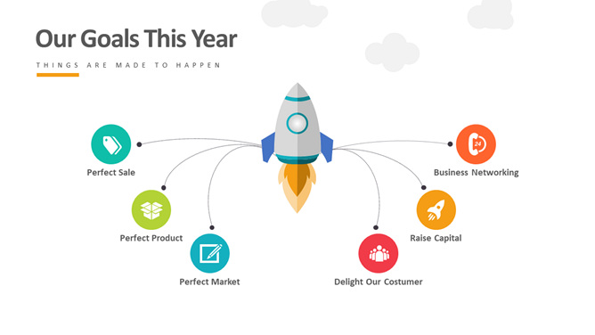 小火箭目标计划列表PPT图形