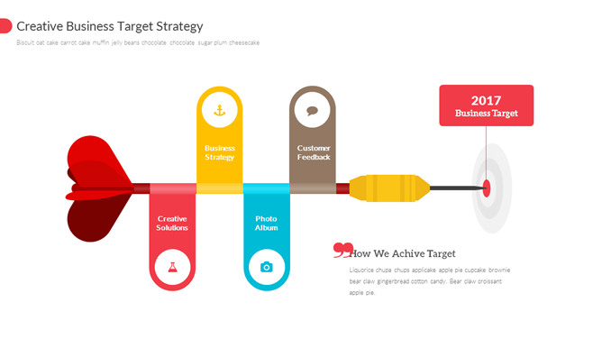 飞镖目标说明罗列PPT图形