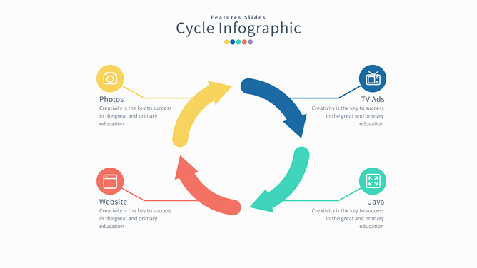 箭头旋转循环PPT图形素材
