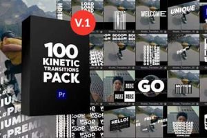 100种创意文字标题排版设计转场过渡预设 Kinetic Transitions Pack