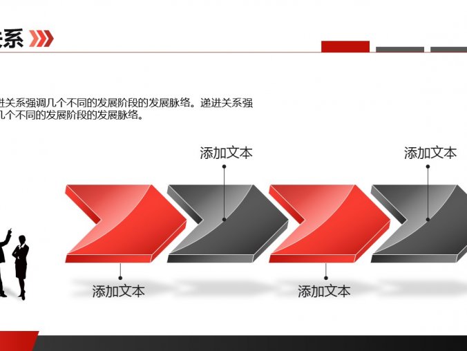 方向箭头递进关系PPT模板