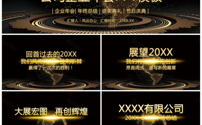 公司企业年会年终总结汇报通用PPT模板
